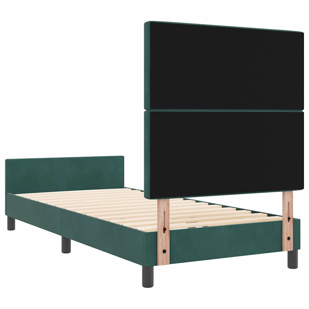 Box spring seng med hovedgærde Mørkegrøn 90 x 200 cm Fløjl