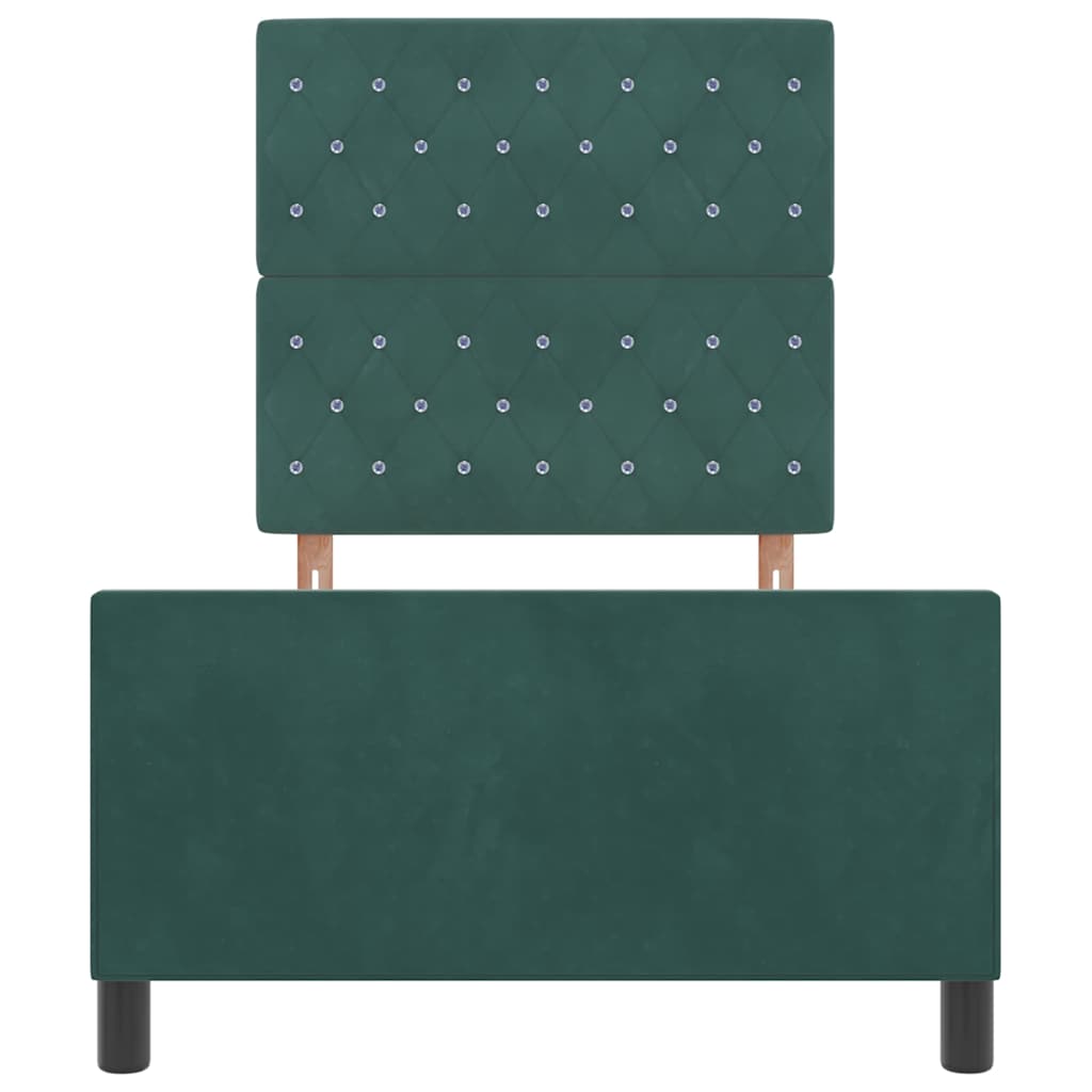 Box spring seng med hovedgærde Mørkegrøn 90 x 200 cm Fløjl