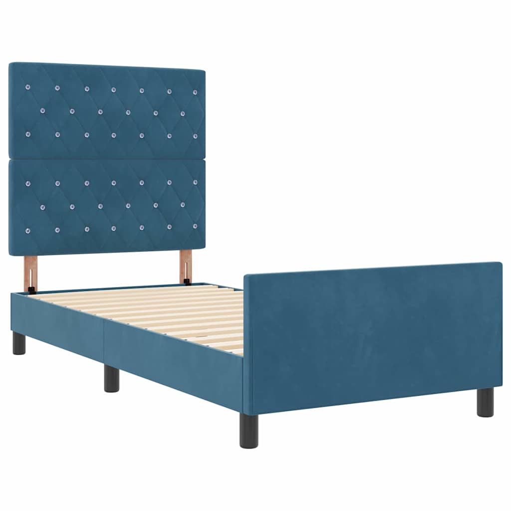 Box spring seng med hovedgærde Mørk blå 90 x 200 cm Fløjl