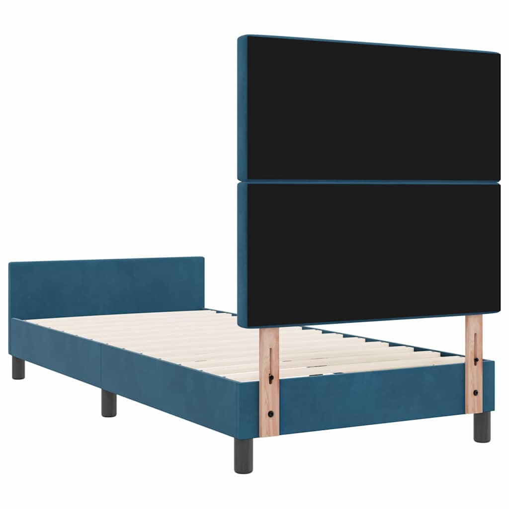 Box spring seng med hovedgærde Mørk blå 90 x 200 cm Fløjl