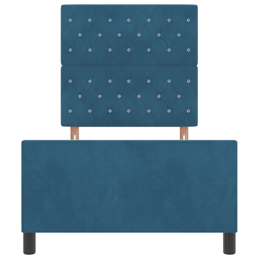 Box spring seng med hovedgærde Mørk blå 90 x 200 cm Fløjl