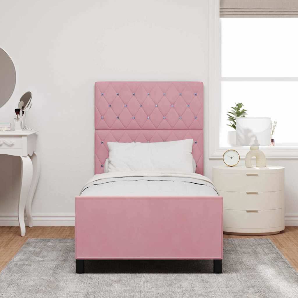 Box spring seng med hovedgærde Lyserød 90 x 200 cm Fløjl