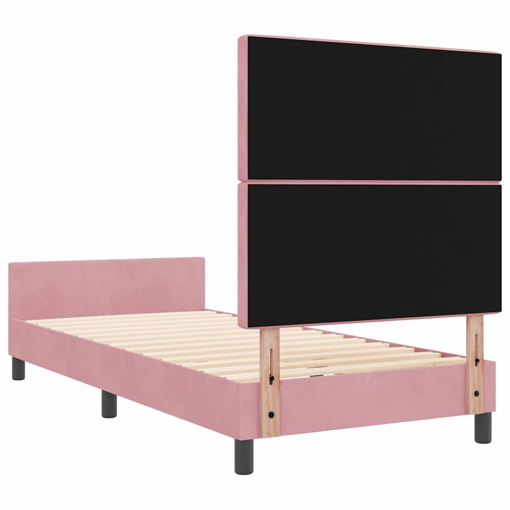 Box spring seng med hovedgærde Lyserød 90 x 200 cm Fløjl