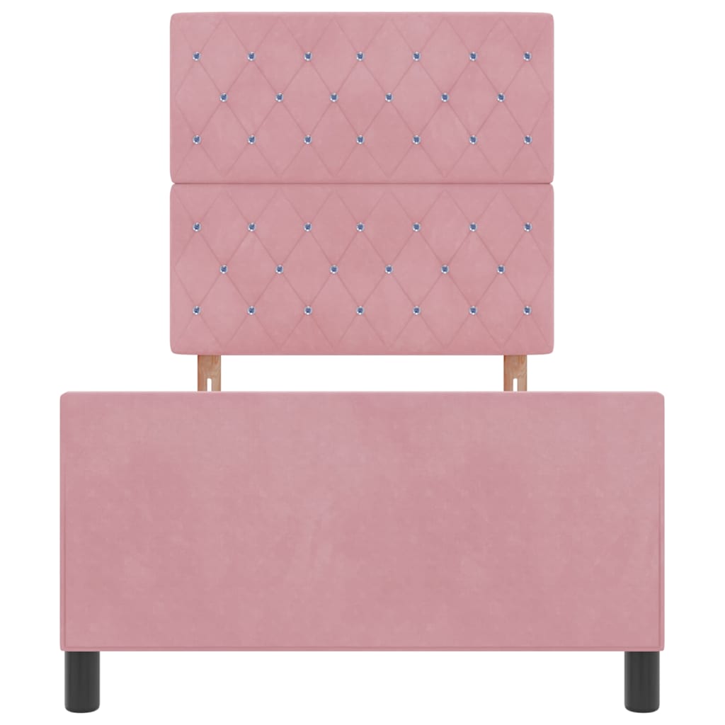 Box spring seng med hovedgærde Lyserød 90 x 200 cm Fløjl