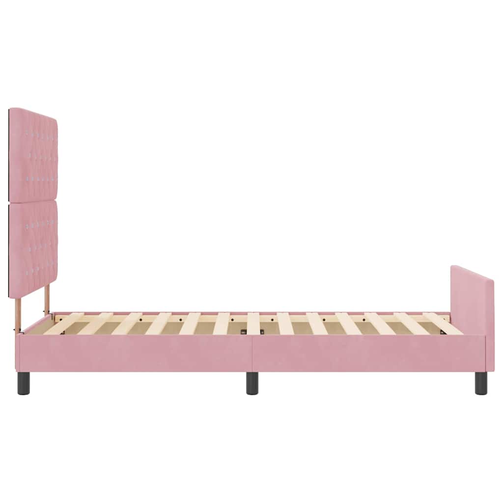 Box spring seng med hovedgærde Lyserød 90 x 200 cm Fløjl