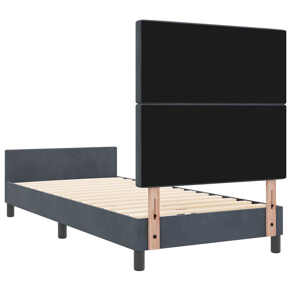 Box spring seng med hovedgærde Mørkegrå 100 x 200 cm Fløjl