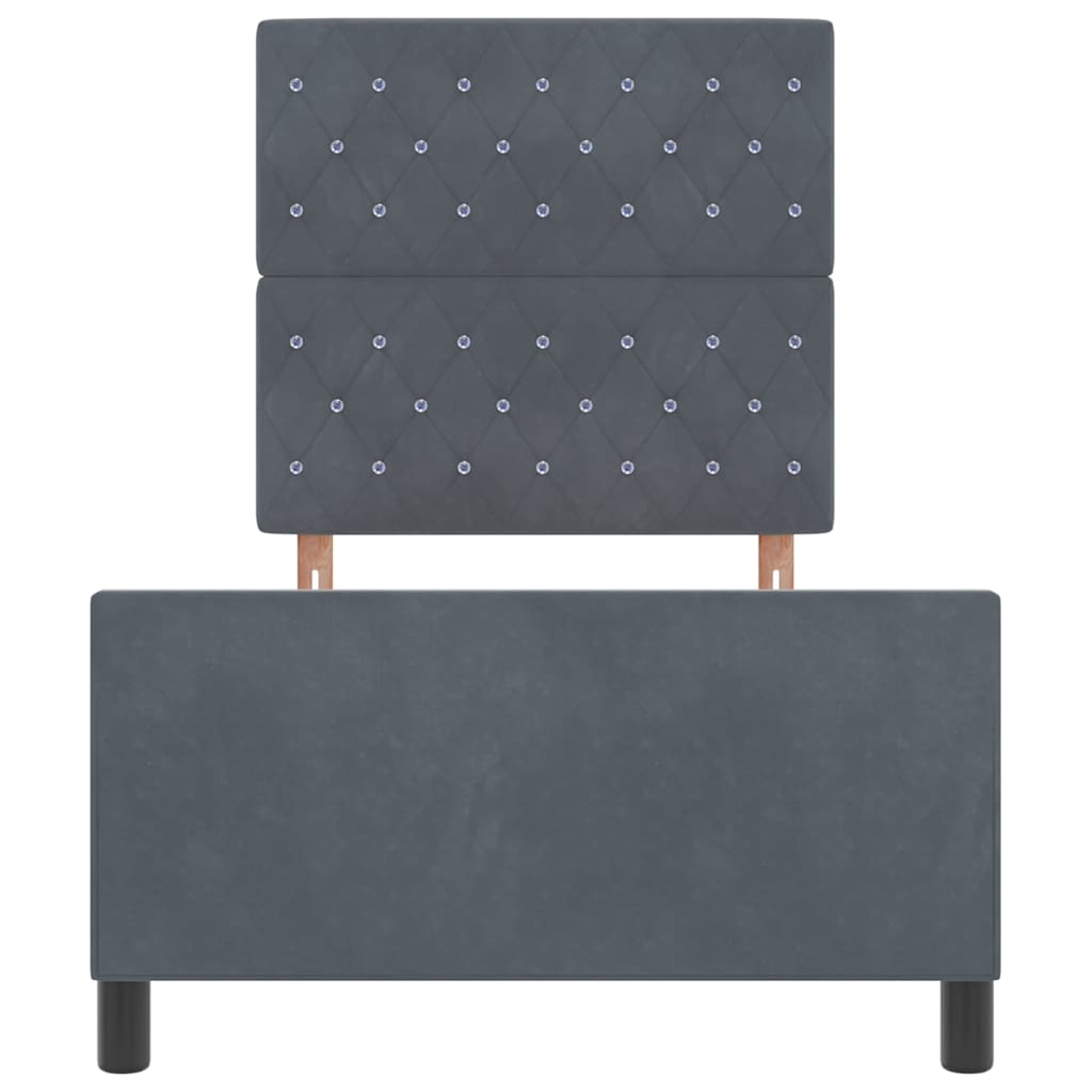 Box spring seng med hovedgærde Mørkegrå 100 x 200 cm Fløjl