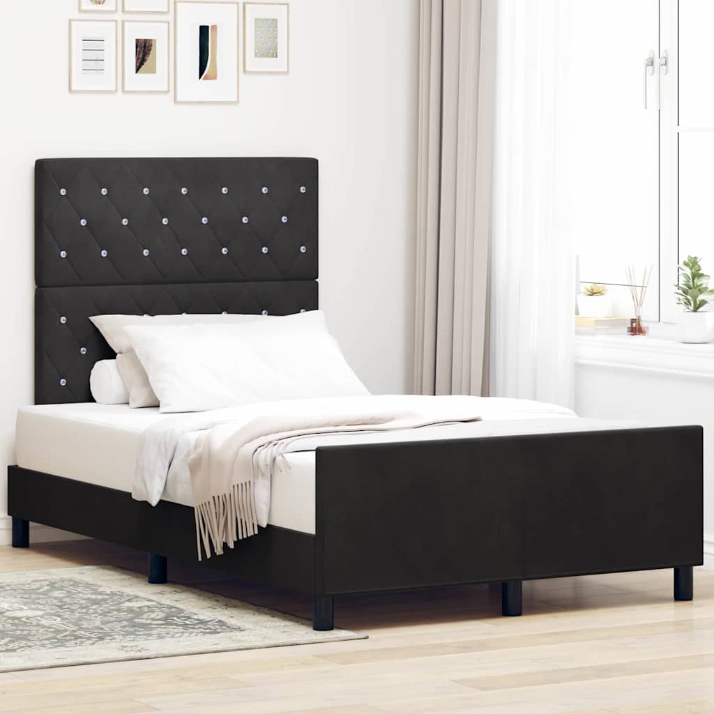 vidaXL Box spring seng med hovedgærde Sort 120 x 200 cm Fløjl