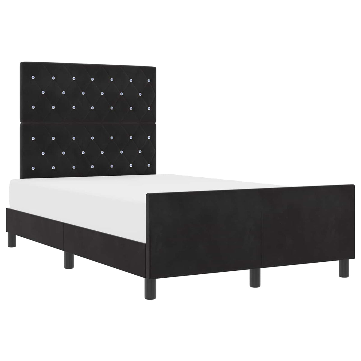 Box spring seng med hovedgærde Sort 120 x 200 cm Fløjl