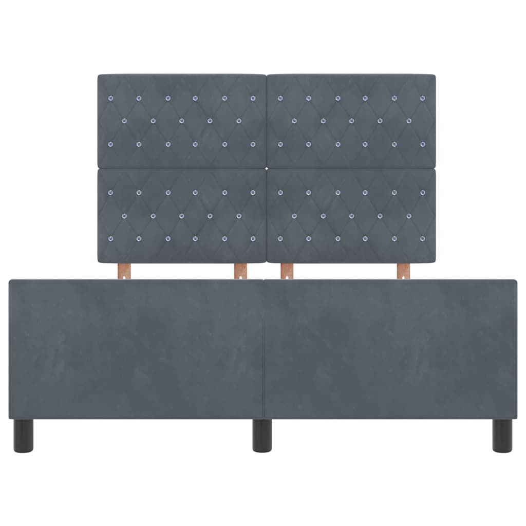Box spring seng med hovedgærde Mørkegrå 140 x 190 cm Fløjl