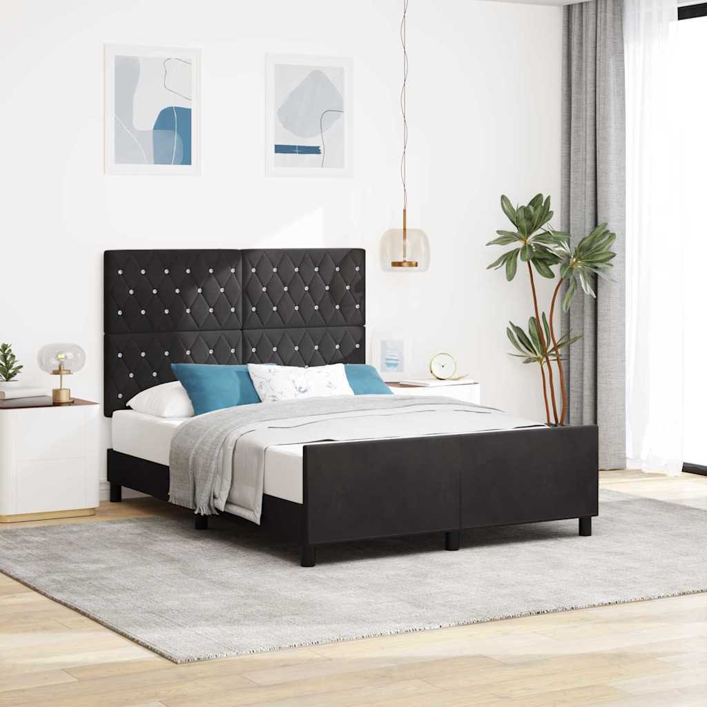 vidaXL Box spring seng med hovedgærde Sort 140 x 190 cm Fløjl