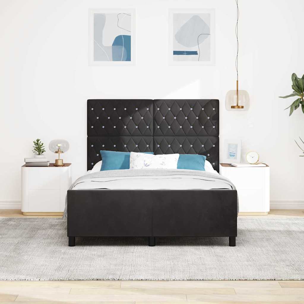 Box spring seng med hovedgærde Sort 140 x 190 cm Fløjl