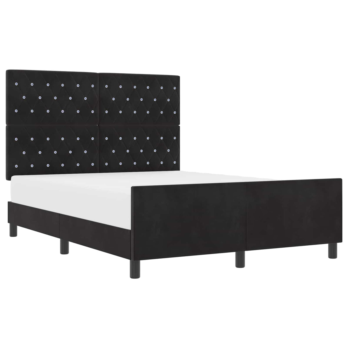 Box spring seng med hovedgærde Sort 140 x 190 cm Fløjl