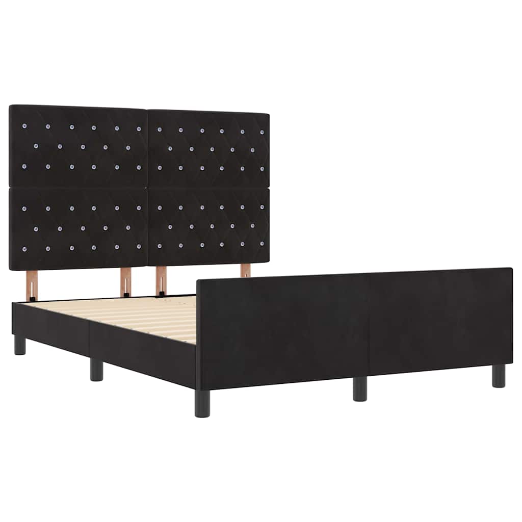 Box spring seng med hovedgærde Sort 140 x 190 cm Fløjl