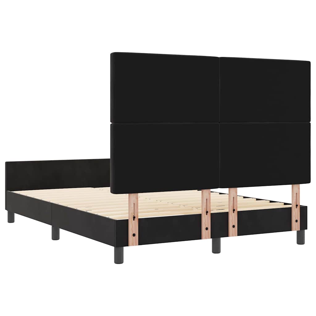 Box spring seng med hovedgærde Sort 140 x 190 cm Fløjl
