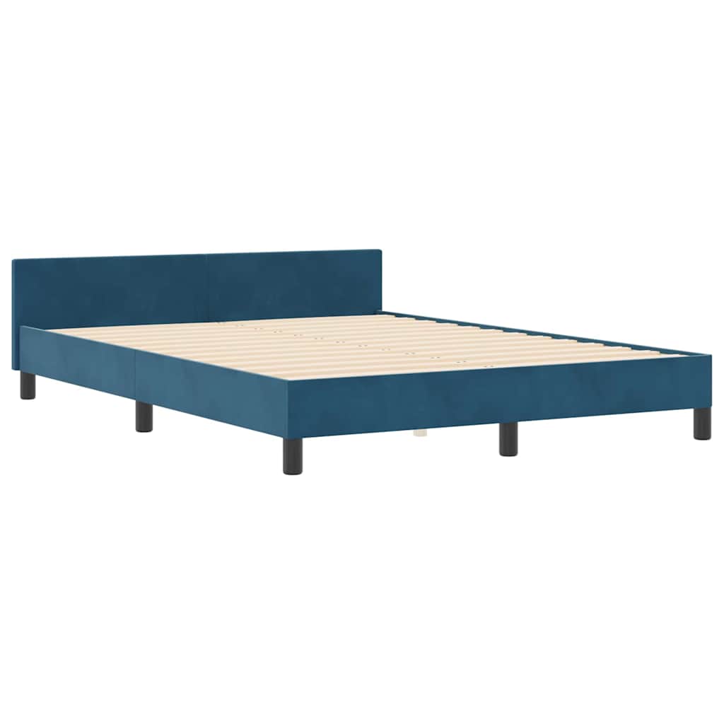 Box spring seng med hovedgærde Mørk blå 140 x 190 cm Fløjl