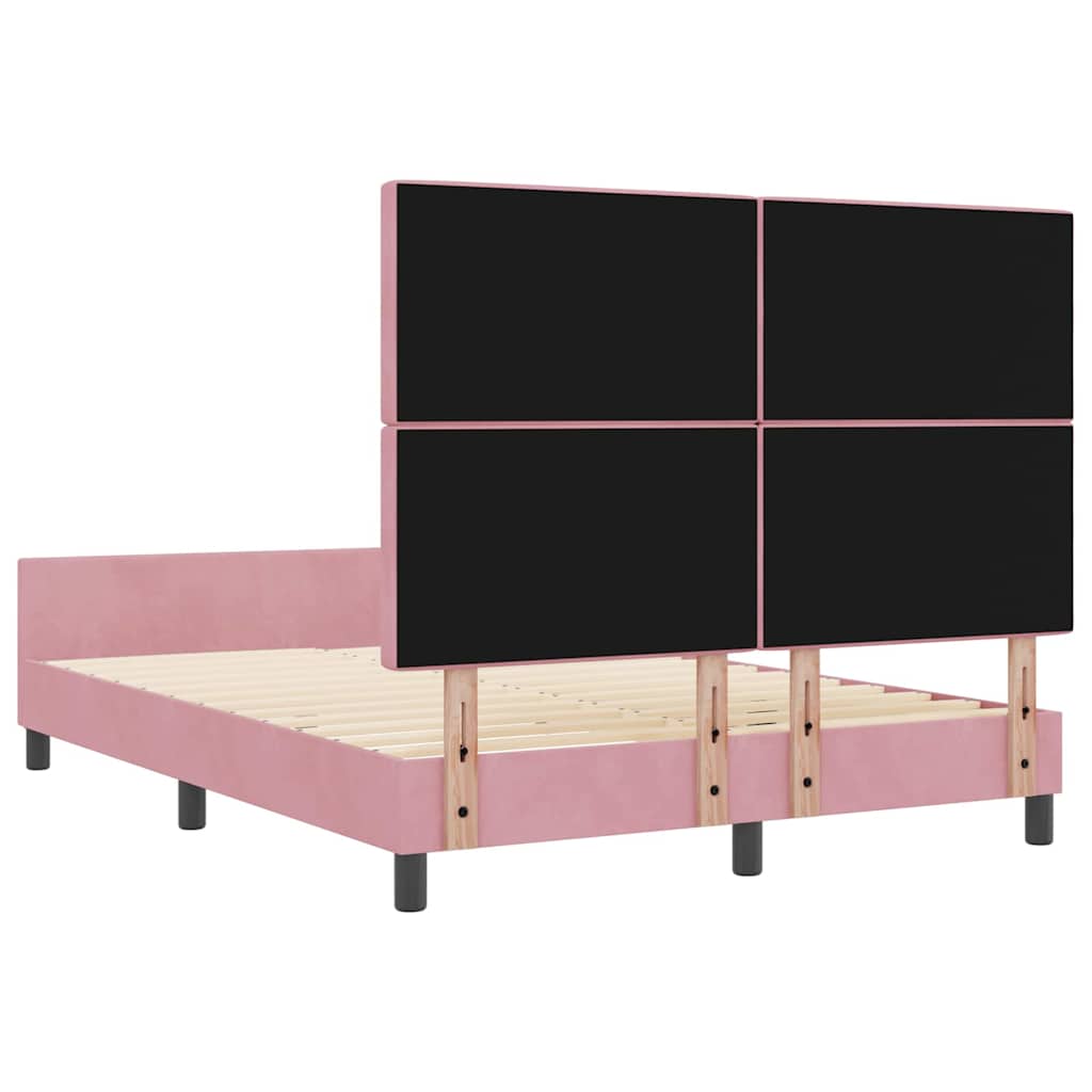 Box spring seng med hovedgærde Lyserød 140 x 190 cm Fløjl