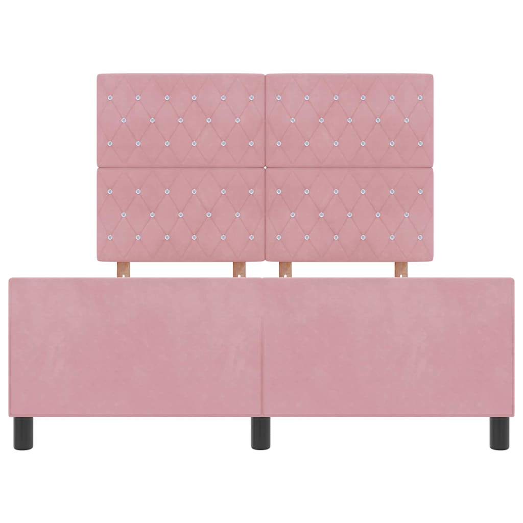 Box spring seng med hovedgærde Lyserød 140 x 190 cm Fløjl