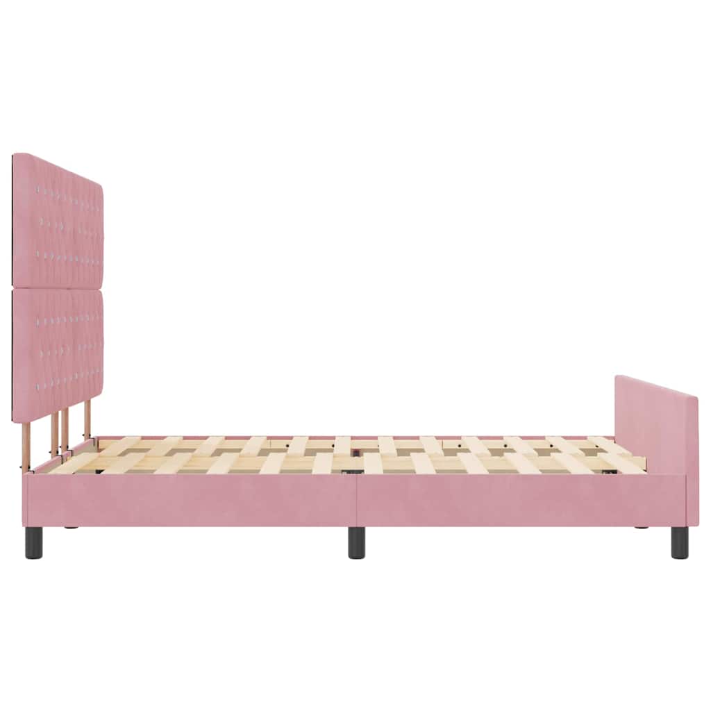 Box spring seng med hovedgærde Lyserød 140 x 190 cm Fløjl
