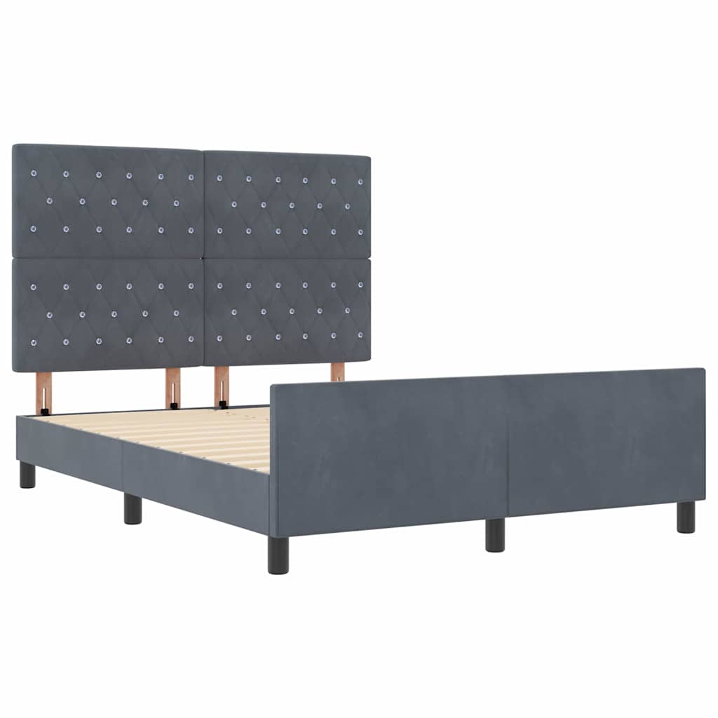 Box spring seng med hovedgærde Mørkegrå 140 x 200 cm Fløjl