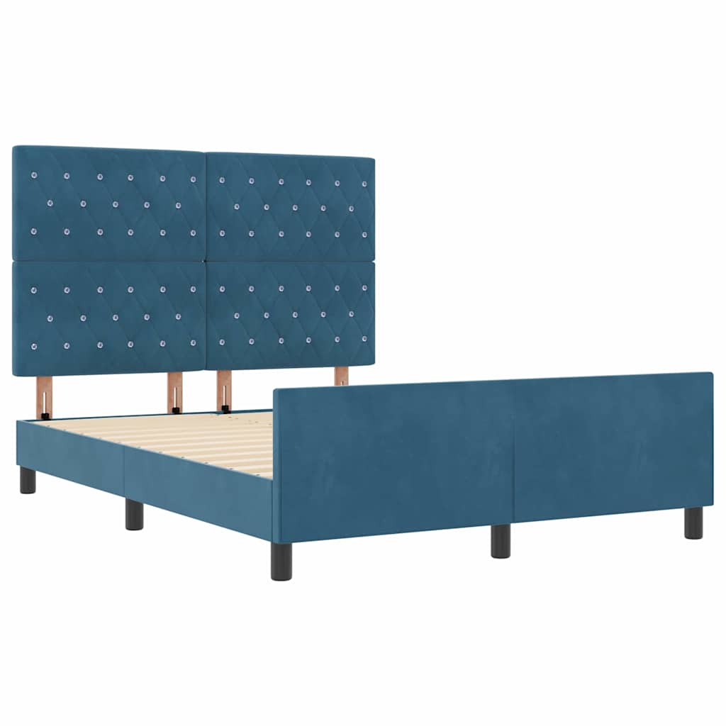 Box spring seng med hovedgærde Mørk blå 140 x 200 cm Fløjl