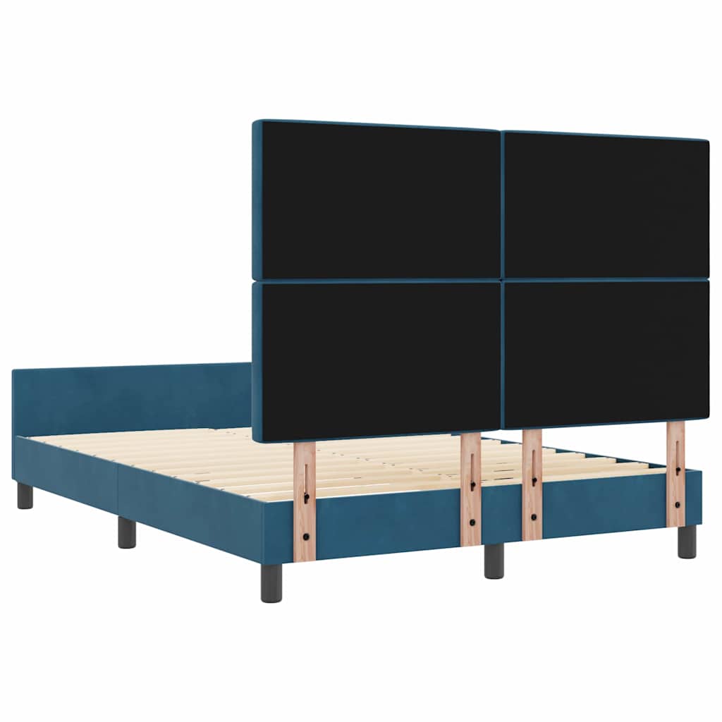 Box spring seng med hovedgærde Mørk blå 140 x 200 cm Fløjl