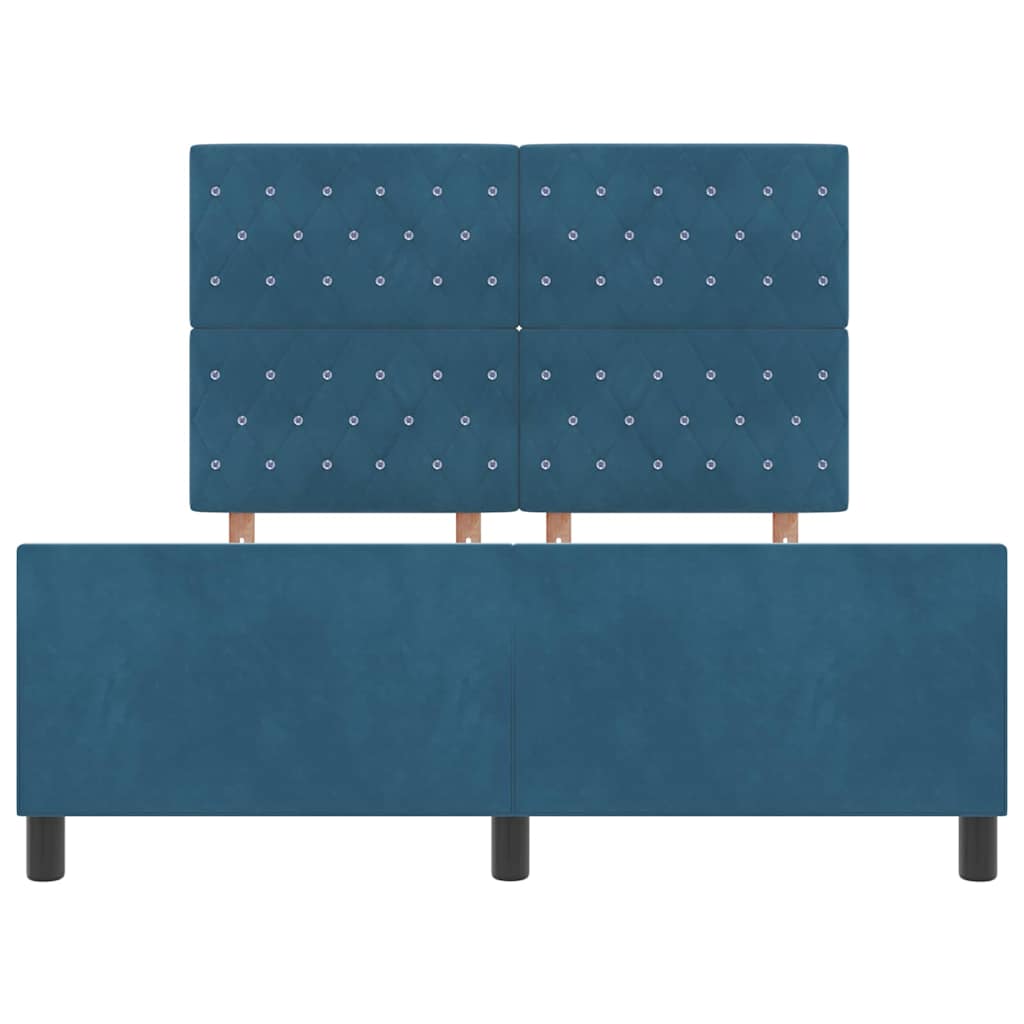 Box spring seng med hovedgærde Mørk blå 140 x 200 cm Fløjl