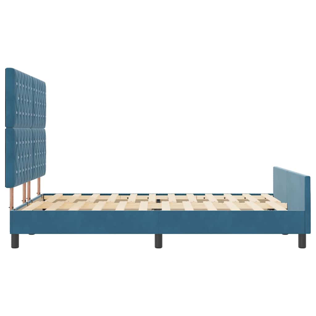 Box spring seng med hovedgærde Mørk blå 140 x 200 cm Fløjl