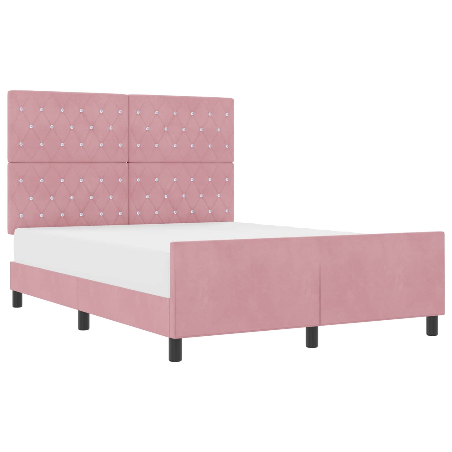 Box spring seng med hovedgærde Lyserød 140 x 200 cm Fløjl