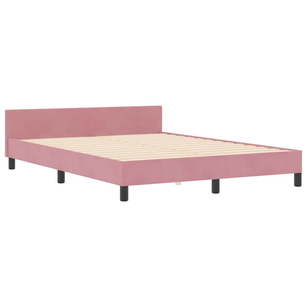 Box spring seng med hovedgærde Lyserød 140 x 200 cm Fløjl