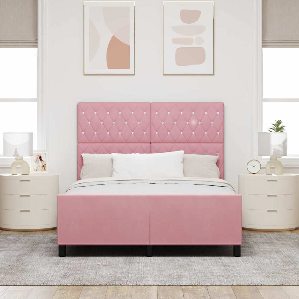 Box spring seng med hovedgærde Lyserød 160 x 200 cm Fløjl