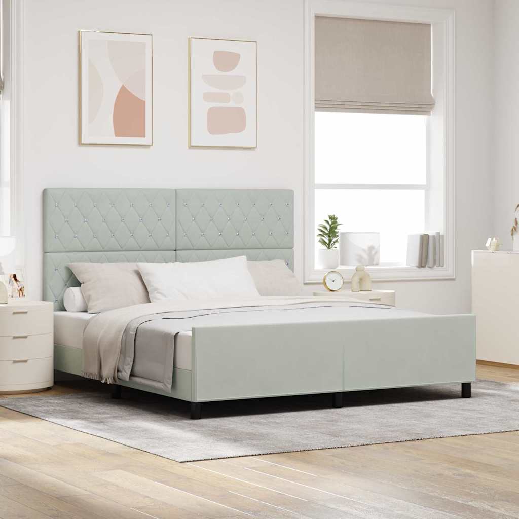vidaXL Box spring seng med hovedgærde Lysegrå 180 x 200 cm Fløjl