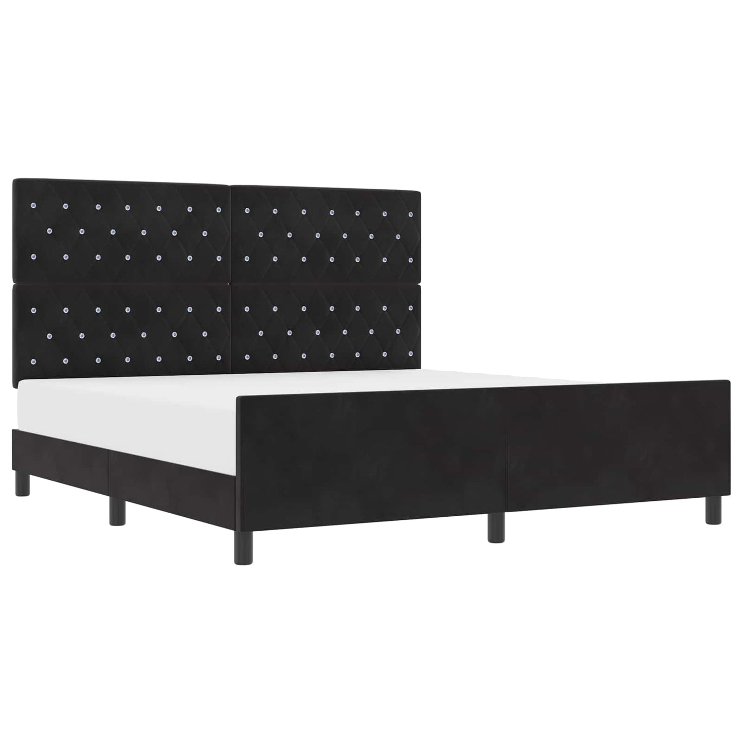 Box spring seng med hovedgærde Sort 180 x 200 cm Fløjl