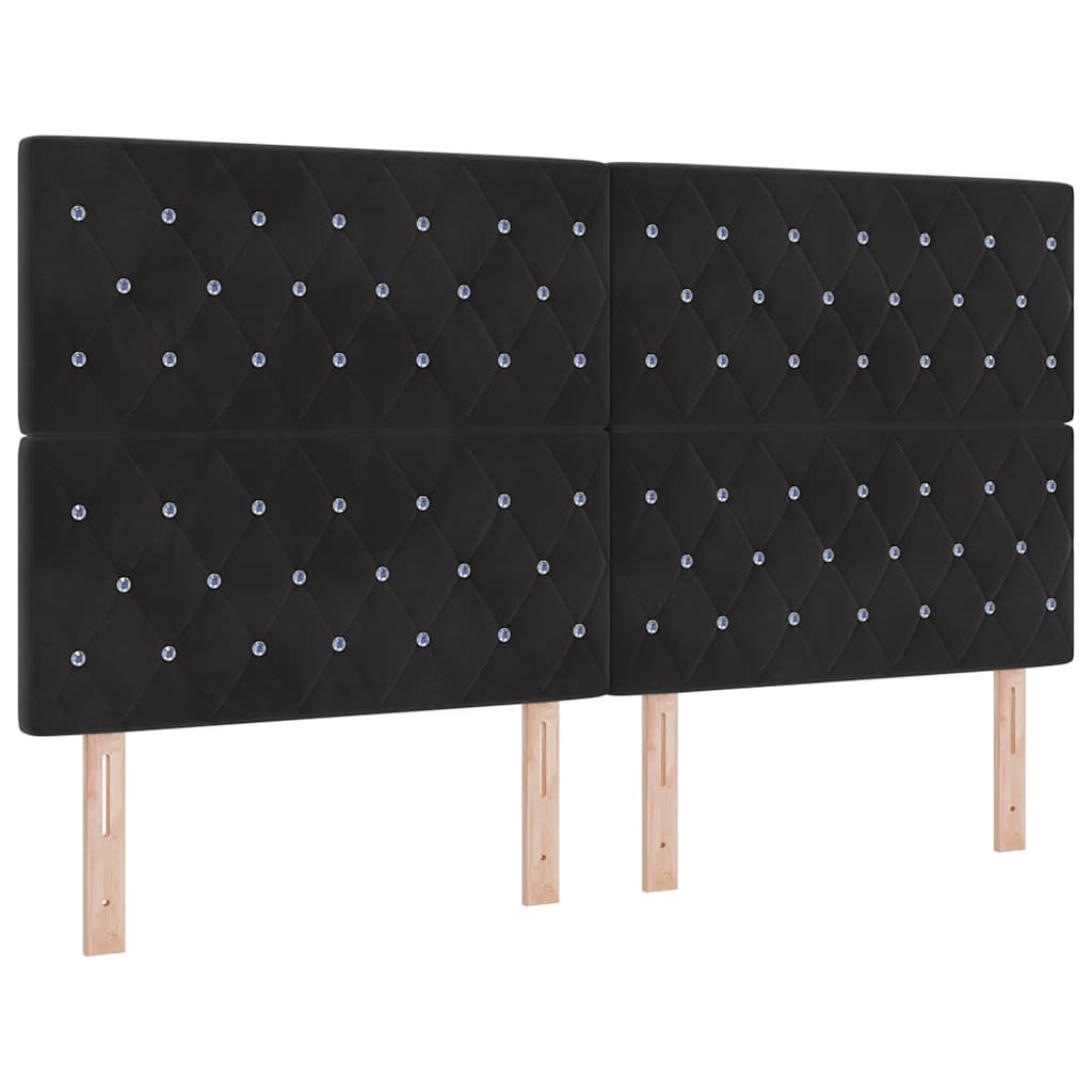 Box spring seng med hovedgærde Sort 180 x 200 cm Fløjl