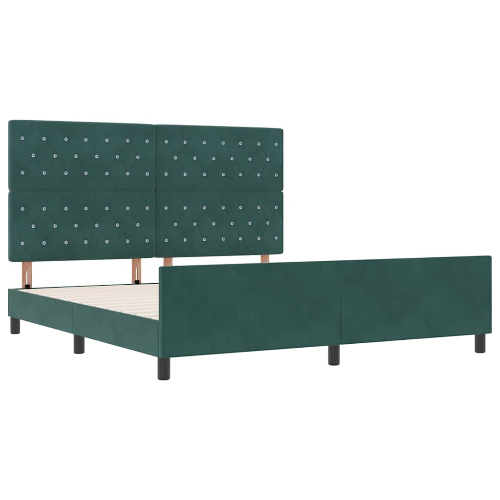 Box spring seng med hovedgærde Mørkegrøn 180 x 200 cm Fløjl