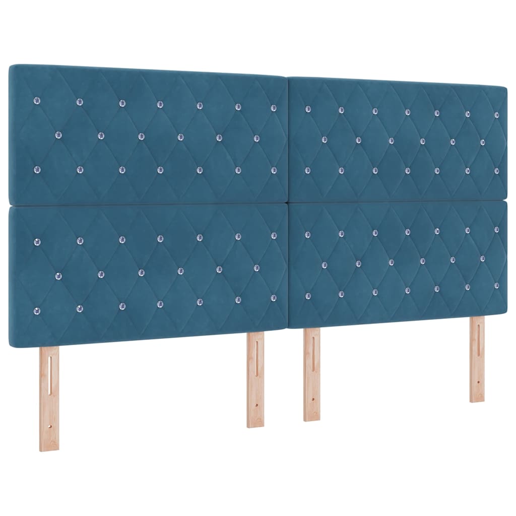 Box spring seng med hovedgærde Mørk blå 180 x 200 cm Fløjl