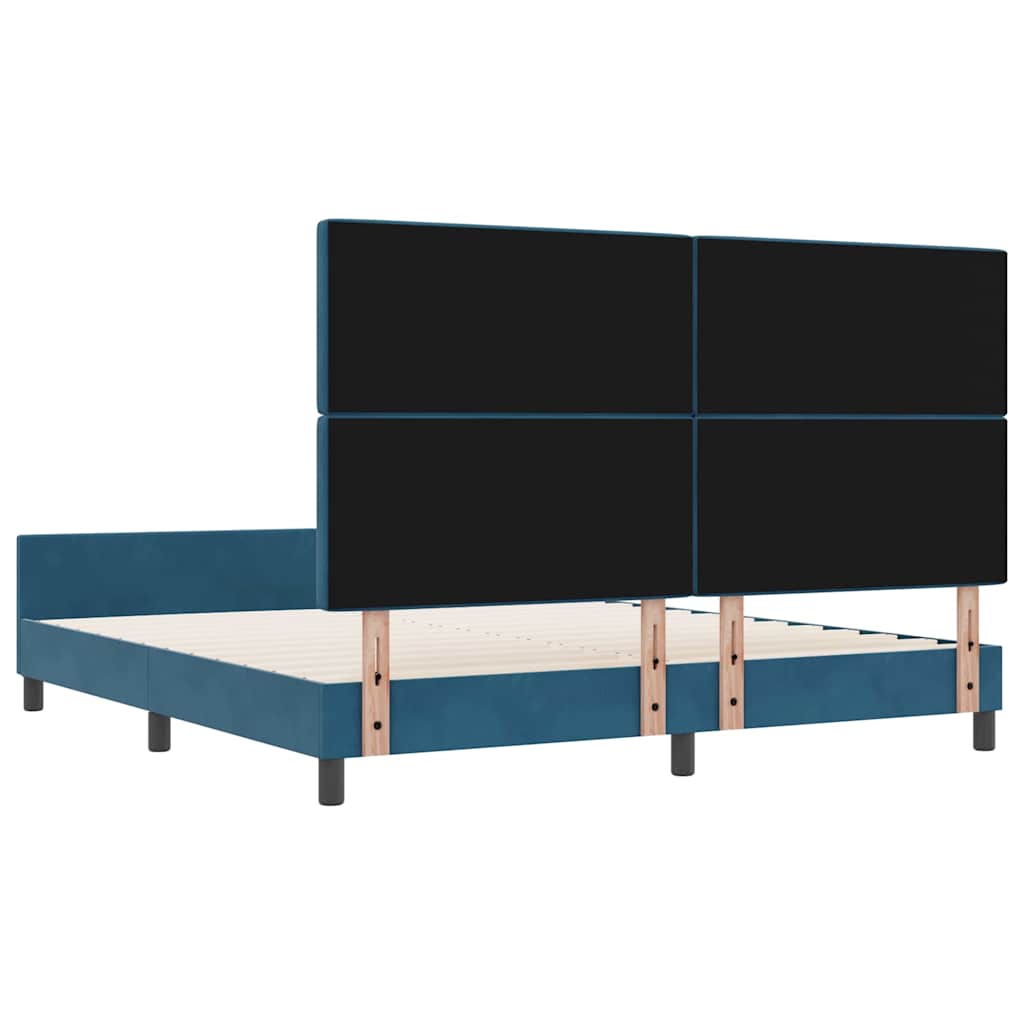 Box spring seng med hovedgærde Mørk blå 180 x 200 cm Fløjl