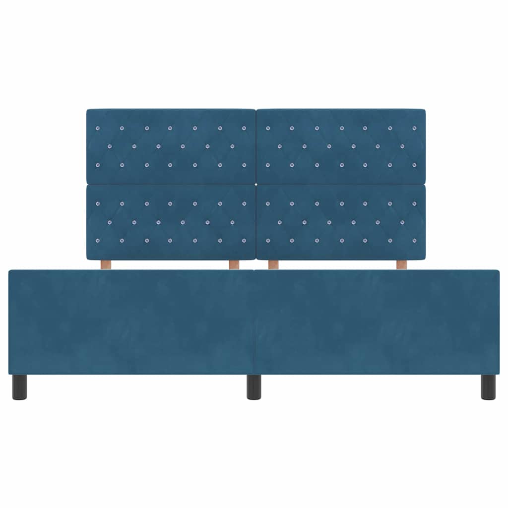 Box spring seng med hovedgærde Mørk blå 180 x 200 cm Fløjl