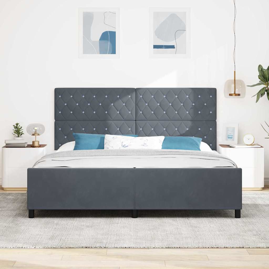 Box spring seng med hovedgærde Mørkegrå 200 x 200 cm Fløjl