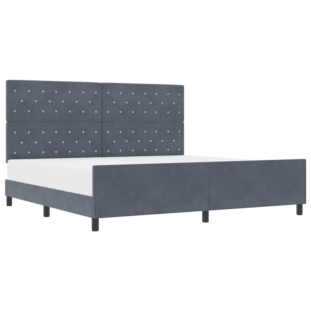 Box spring seng med hovedgærde Mørkegrå 200 x 200 cm Fløjl