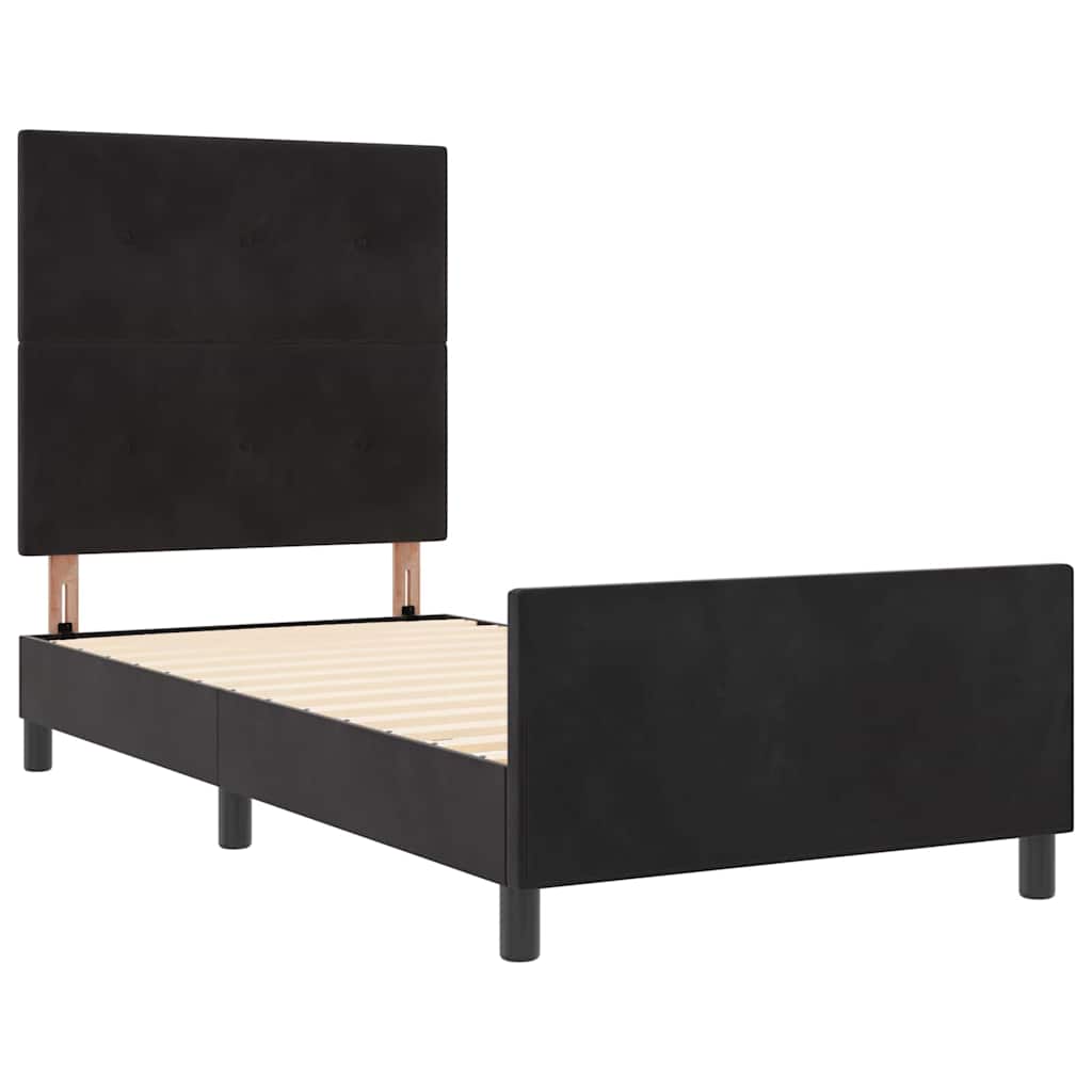 Box spring seng med hovedgærde Sort 80 x 200 cm Fløjl