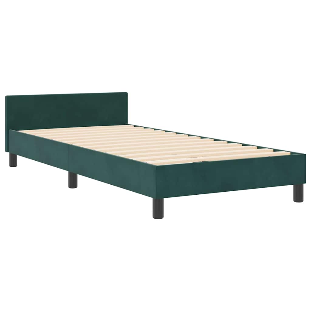 Box spring seng med hovedgærde Mørkegrøn 80 x 200 cm Fløjl