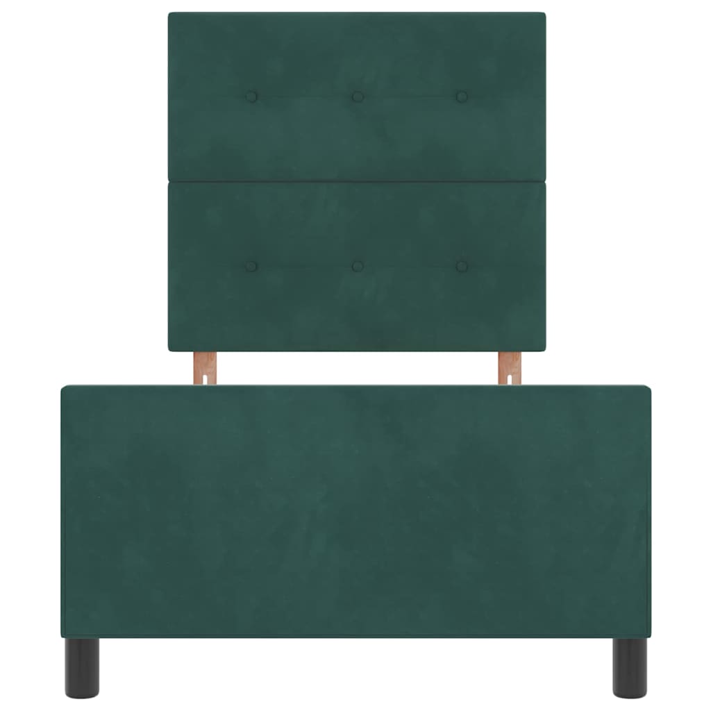 Box spring seng med hovedgærde Mørkegrøn 80 x 200 cm Fløjl