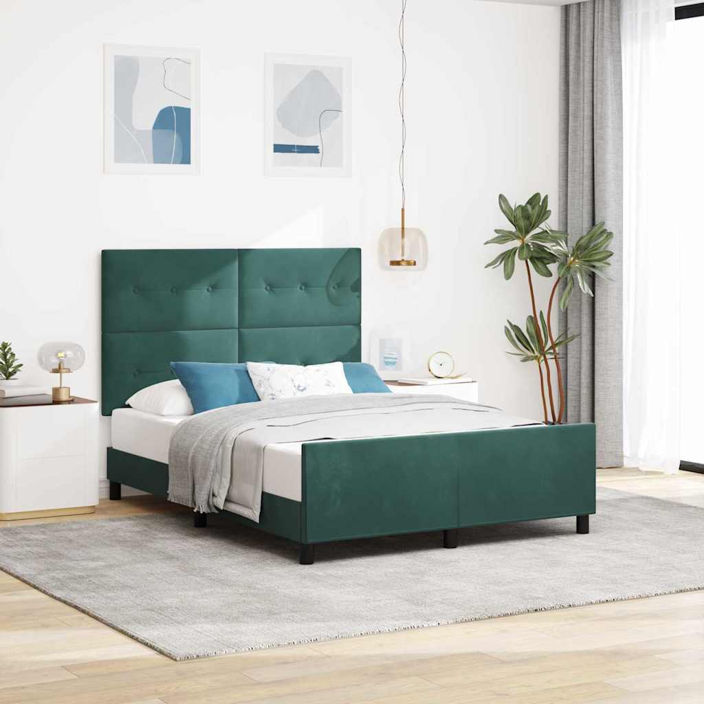 Box spring seng med hovedgærde Mørkegrøn 160 x 200 cm Fløjl