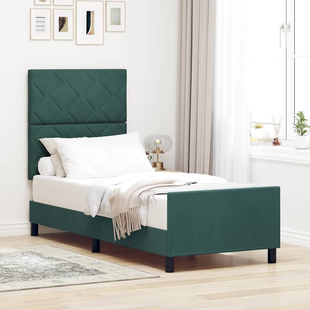 vidaXL Box spring seng med hovedgærde Mørkegrøn 80 x 200 cm Fløjl
