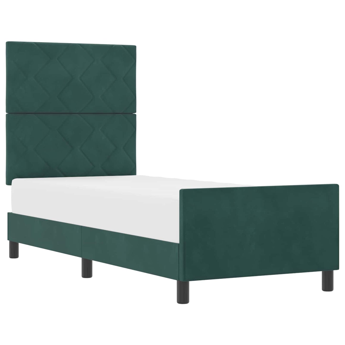 Box spring seng med hovedgærde Mørkegrøn 80 x 200 cm Fløjl