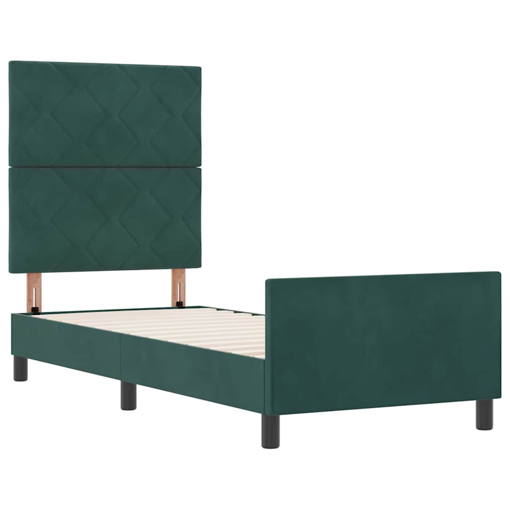 Box spring seng med hovedgærde Mørkegrøn 80 x 200 cm Fløjl