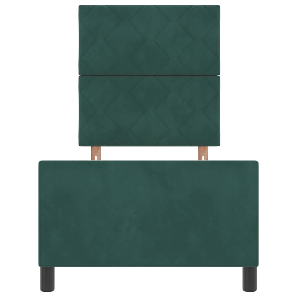 Box spring seng med hovedgærde Mørkegrøn 80 x 200 cm Fløjl