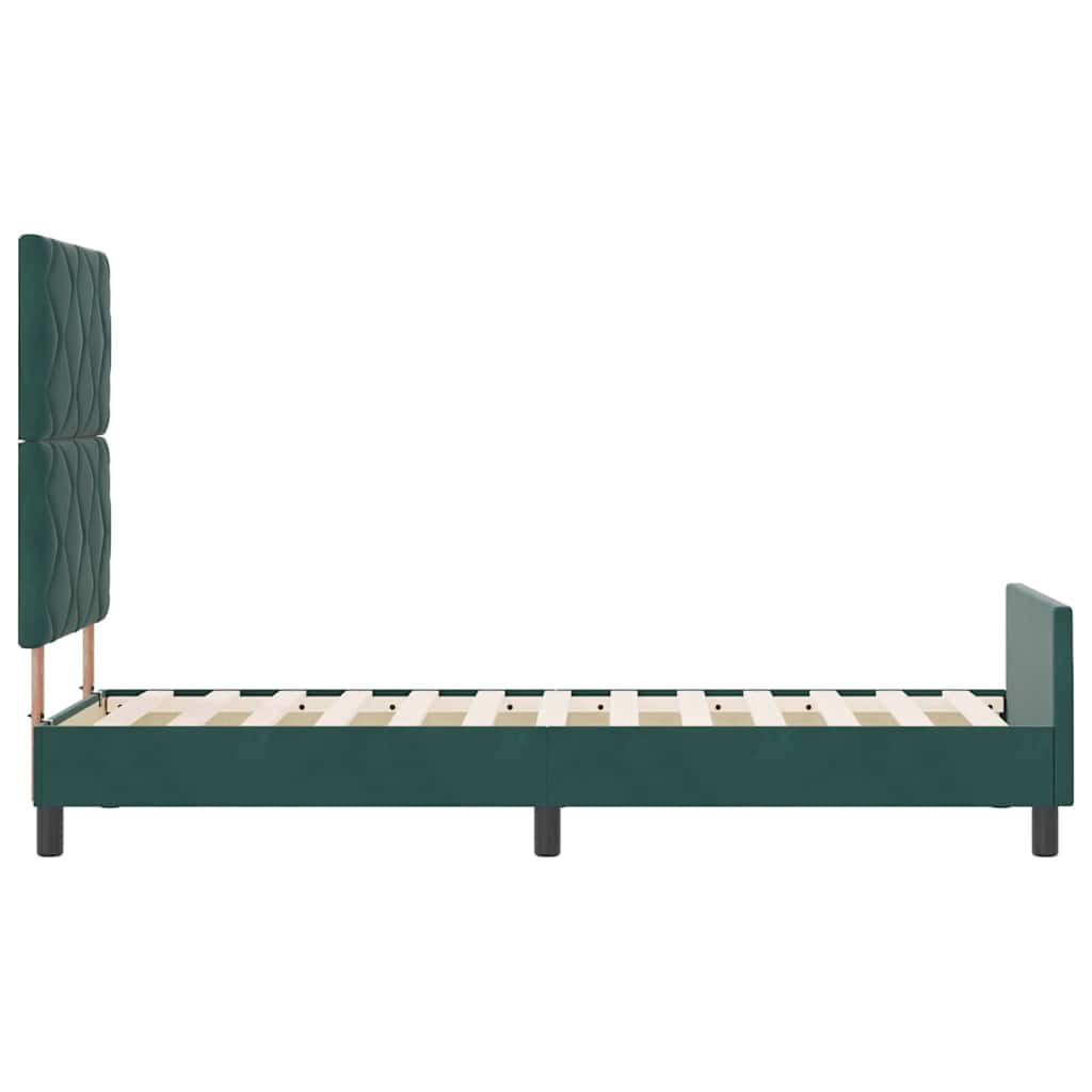 Box spring seng med hovedgærde Mørkegrøn 80 x 200 cm Fløjl