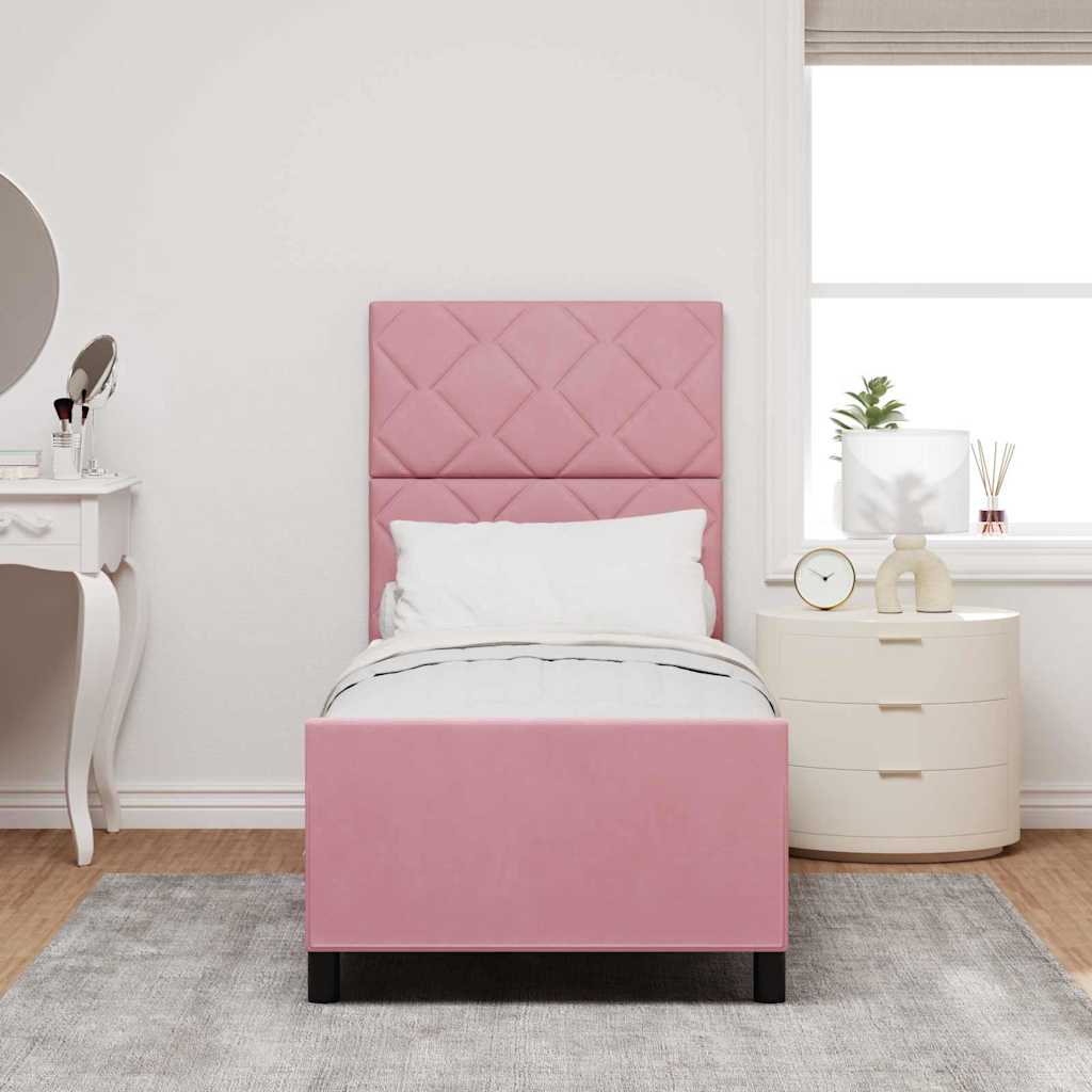 Box spring seng med hovedgærde Lyserød 80 x 200 cm Fløjl